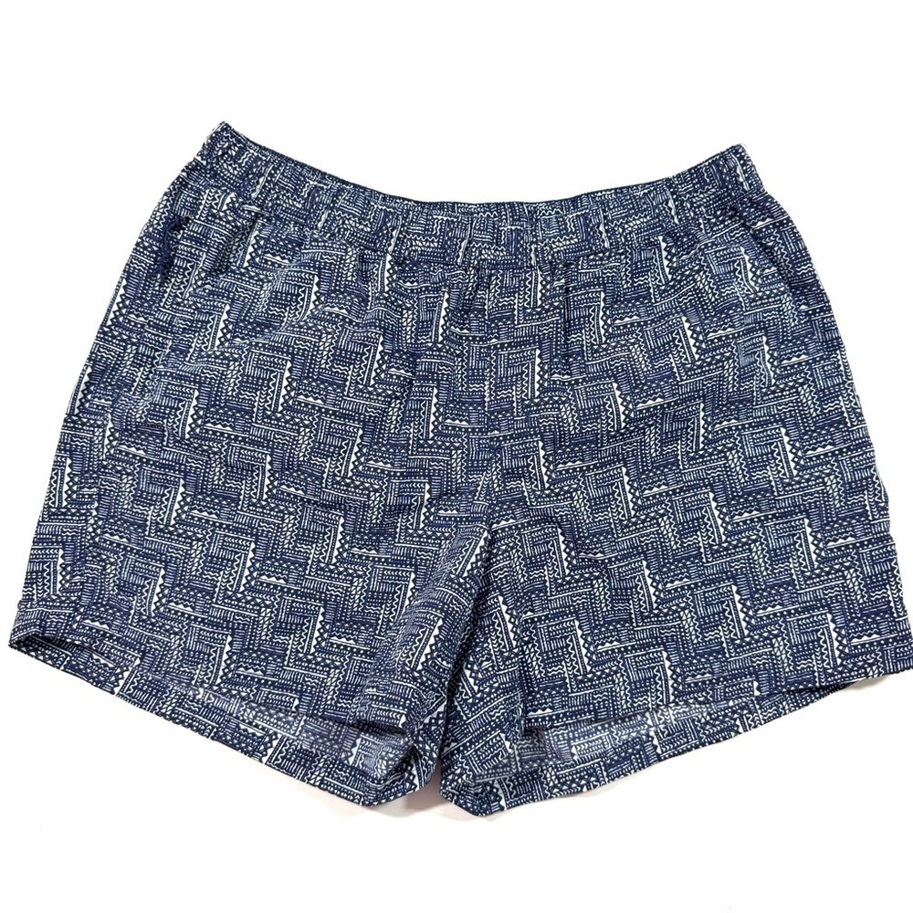 LL Bean Nylon Printed Shorts Blue White Size Small Hiking